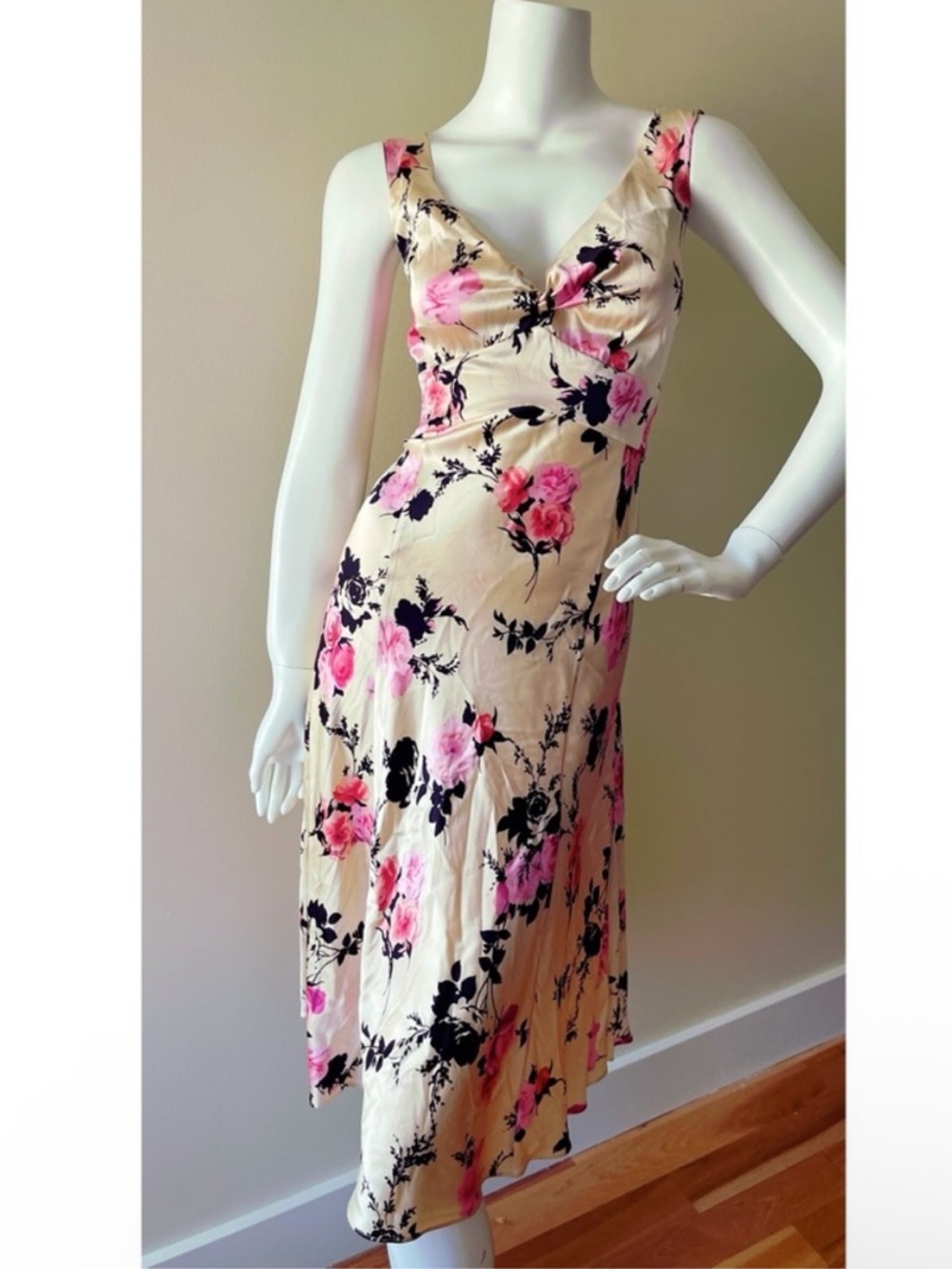 Miguelina Silk  floral slip dress